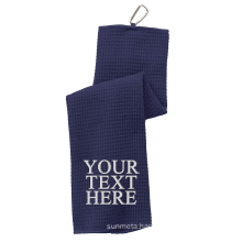 Microfiber waffle weave golf towel with hook